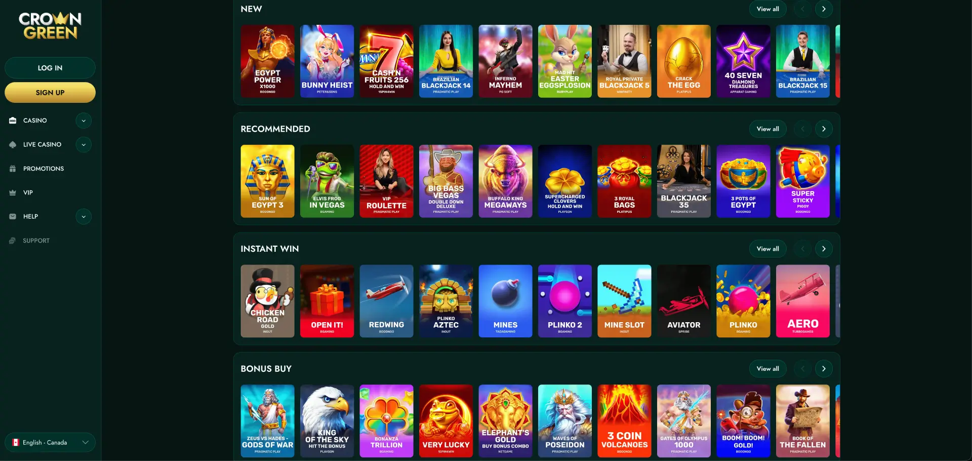 CrownGreen Casino screenshot - slots